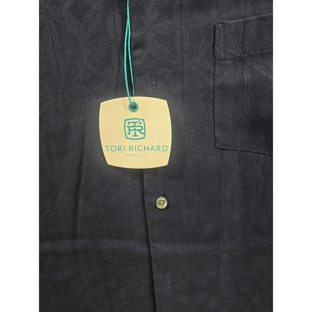 Tori Richard M‎ Geometric Breeze Block Midnight Blue Hawaiian/Aloha NWT Logo